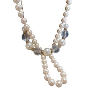 Monet Strand Pearl & Gold Toned Chain Cream White Beaded Set Of 2 Necklaces